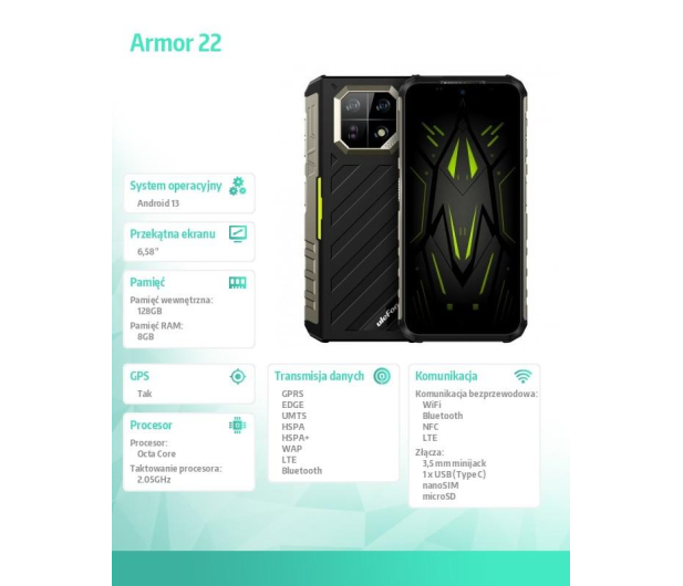 uleFone Armor 22 8/128GB zielony 120Hz - 1188294 - zdjęcie 18